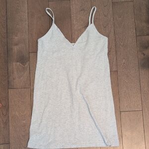 Women’s Light Gray Spaghetti Strap V-Neck Mini Dress